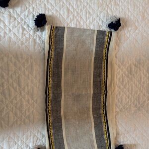 Two Serena & Lily Off White with Navy and Yellow stripe Accent Pillow Covers